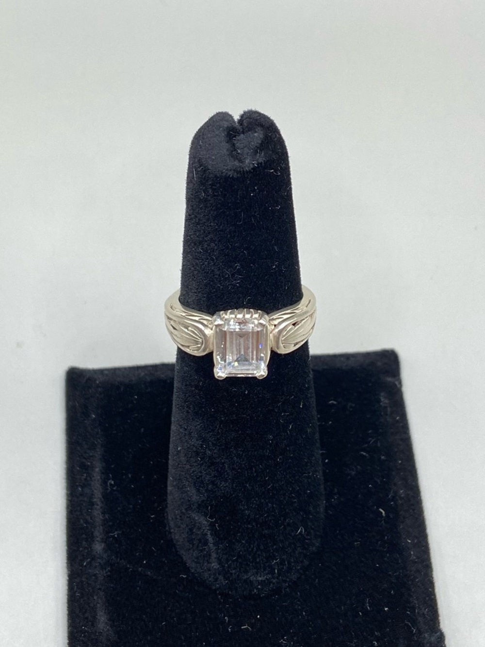 Vintage Kabana Sterling Silver Emerald Cut Cubic Zirconia Solitaire Ring